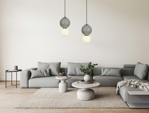 Lampa wisząca Pieve kula szara, klosz biały PND-95221-1S-GR