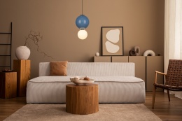 Lampa wiszaca kula białą, niebieska Pieve PND-95221-1L-BLU