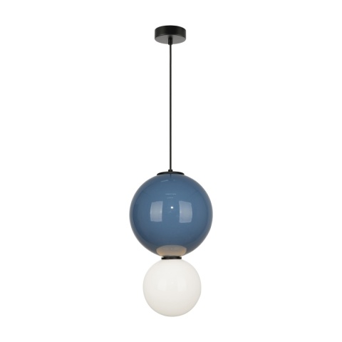 Lampa wiszaca kula białą, niebieska Pieve PND-95221-1L-BLU
