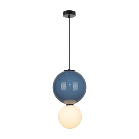 Lampa wiszaca kula białą, niebieska Pieve PND-95221-1L-BLU