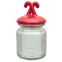 Słoik z pokrywką w kształcie lasek czerwonych