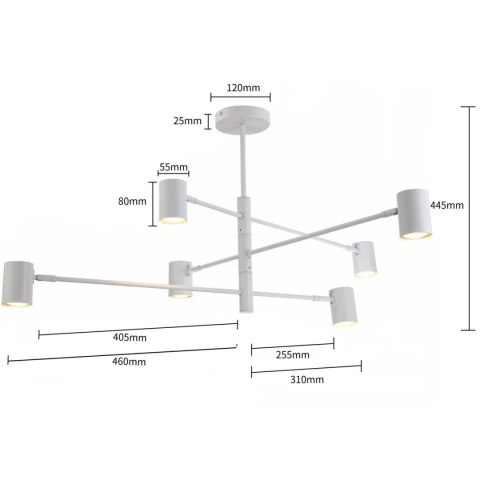 Lampa wisząca Snow 6 biała 6xGU10