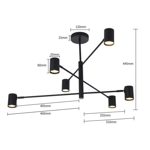 Lampa wisząca Snow 6 czarna 6xGU10