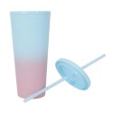 Kubek ze słomką Tie-Dye PP niebiesko-różowy