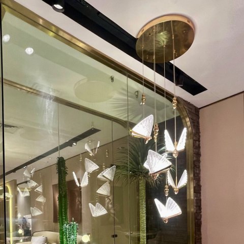 Lampa wisząca Mariposa 3 złota LED CCT