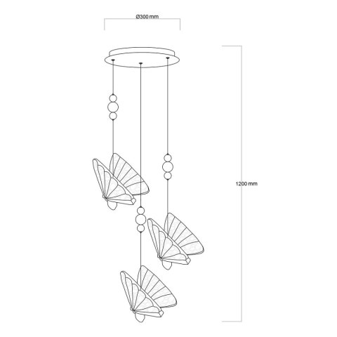 Lampa wisząca Mariposa 3 złota LED CCT