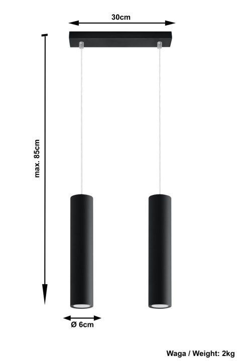 Lampa Wisząca LAGOS 2 Czarny