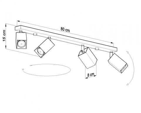 Plafon MERIDA 4L Szary