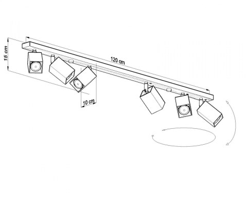 Plafon MERIDA 6L Szary