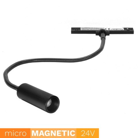 Elastyczna lampa do szyn magnetycznych UN5-YDL20 Micro Magnetic 3W 3000K czarna
