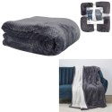 Koc Sherpa szary 180x220cm gruby