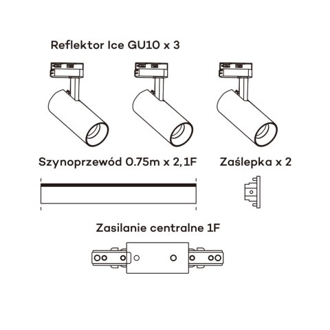 Zestaw oświetlenia szynowego Ice SET 1F biały 3xGU10