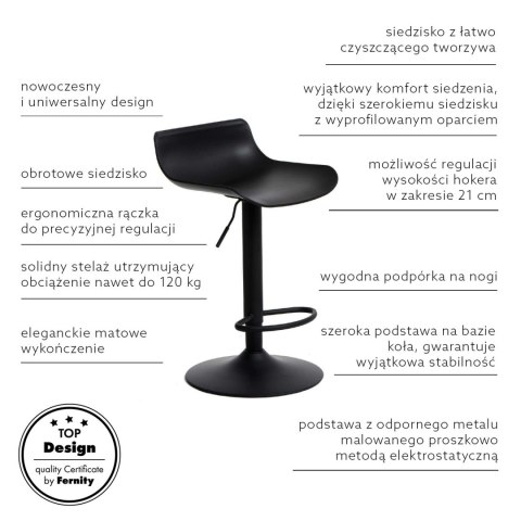 Stołek barowy Bar One Simplet czarny mat