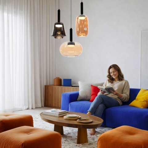 BUENO lampa wisząca czarny 1x9W GX53 klosz bezbarwny+bursztynowy