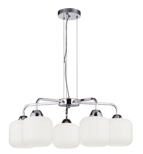 CROMADO lampa wisząca chromowy 5x60W E27 klosz biały