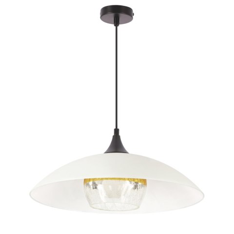 DUETTO lampa wisząca czarny 1x40W E27 klosz biały+złoty