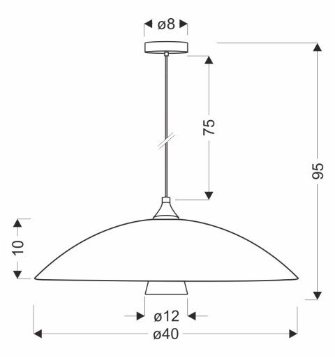 DUETTO lampa wisząca satynowy złoty 1x40W E27 klosz biały+biały z paskiem złotym
