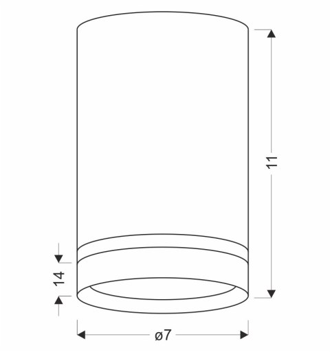 Tuba lampa sufitowa chromowy 1x15W GU10 7/11 z ringiem akrylowym