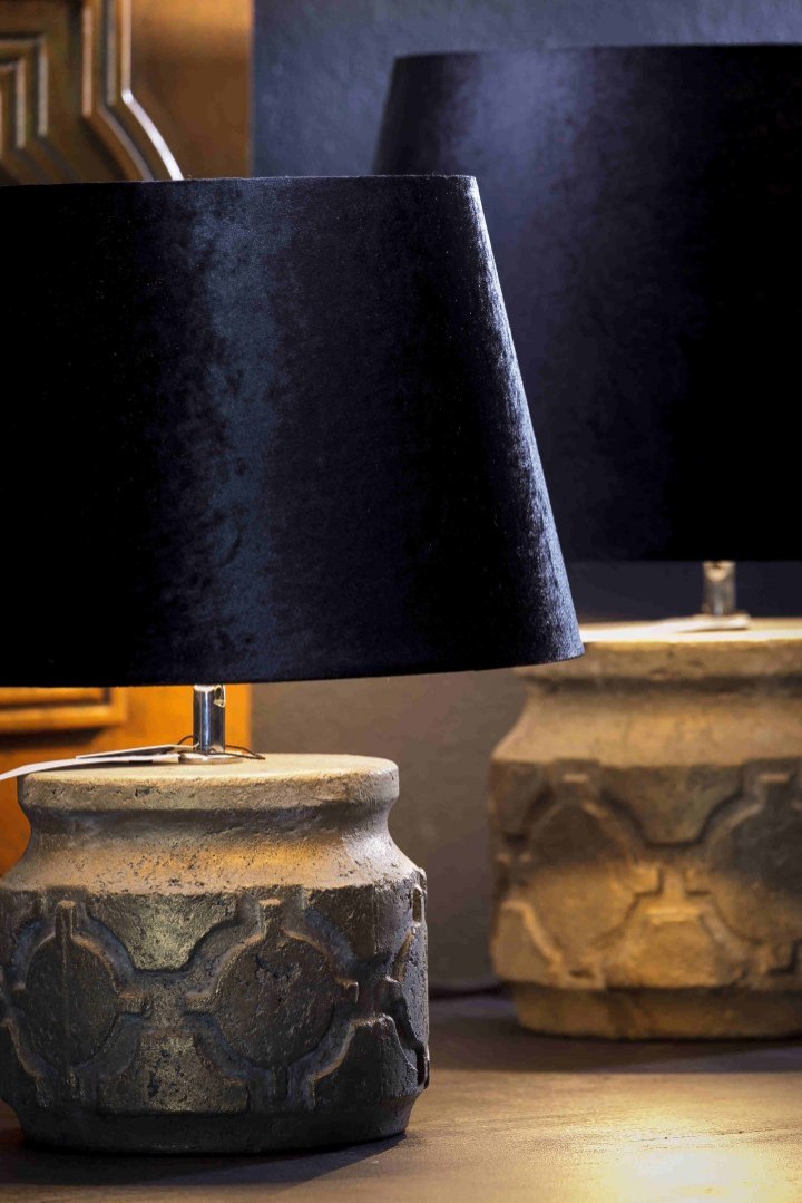 Lampa stołowa cement złoto-szary MILOS_Aluro L