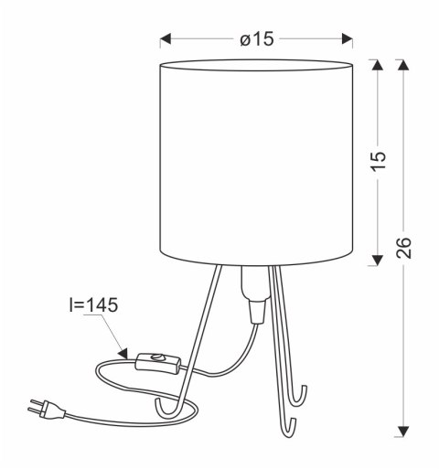 Adora lampa gabinetowa czarny 1x40W E14 abażur sosna
