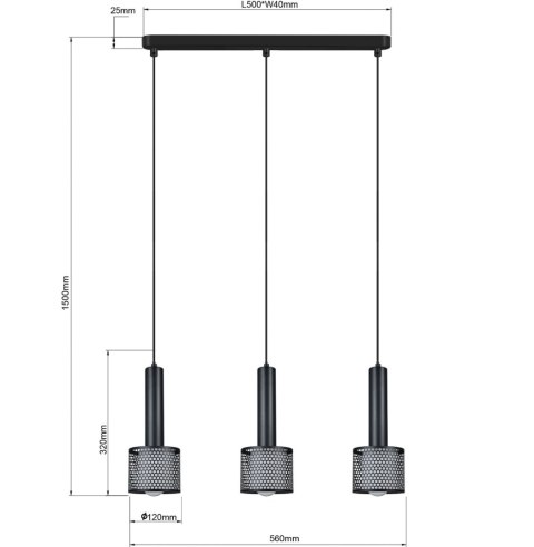 Lampa wisząca Amo czarna 3xE27