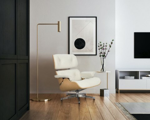 Fotel Vip biały/natural oak/srebrna baza ( Rozmiar: uniwersalny )