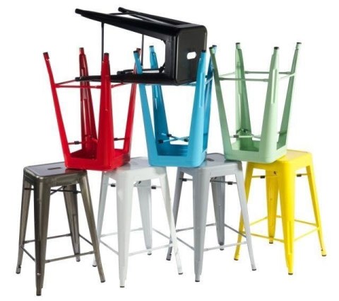 Hoker Paris 66cm biały inspirowany Tolix ( Rozmiar: uniwersalny )