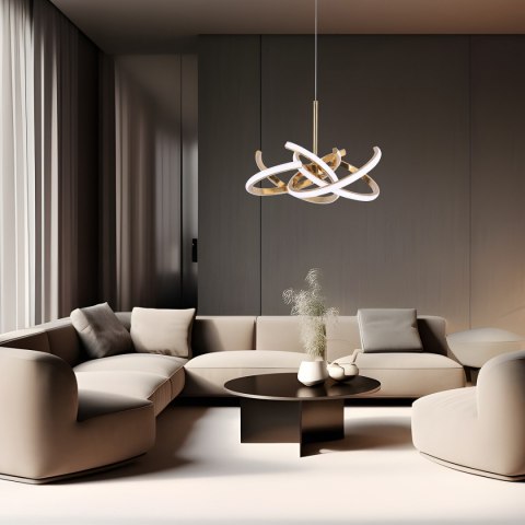 Lampa wisząca Spider 48 cm złota LED CCT