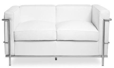 Sofa 2-osobowa Kubik biała skóra TP ( Rozmiar: uniwersalny )