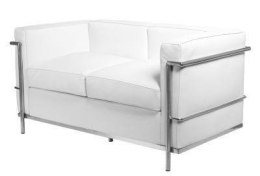 Sofa 2-osobowa Kubik biała skóra TP ( Rozmiar: uniwersalny )