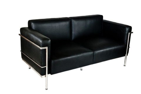 Sofa 2-osobowa Soft GC czarna skóra ( Rozmiar: uniwersalny )
