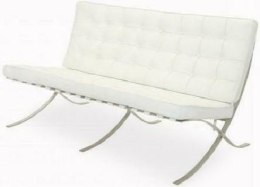 Sofa BA2 2 osobowa, biała skóra naturalna ( Rozmiar: uniwersalny )