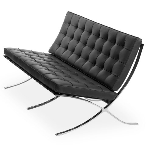 Sofa BA2 2 osobowa, czarna skóra naturalna ( Rozmiar: uniwersalny )