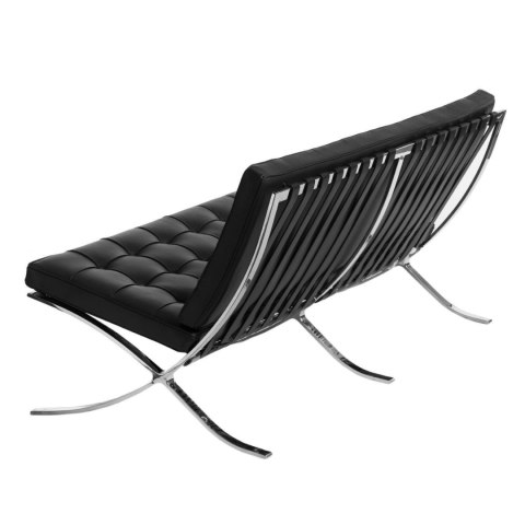 Sofa BA2 2 osobowa, czarna skóra naturalna ( Rozmiar: uniwersalny )