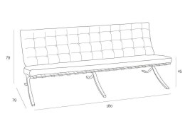 Sofa BA3 3 osobowa, biała skóra naturalna ( Rozmiar: uniwersalny )