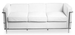 Sofa trzyosobowa Kubik biała skóra TP ( Rozmiar: uniwersalny )