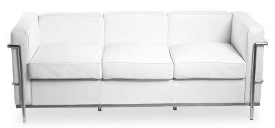 Sofa trzyosobowa Kubik biała skóra TP ( Rozmiar: uniwersalny )