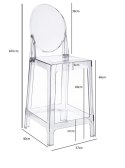 Stołek barowy Viki transparentny 65cm