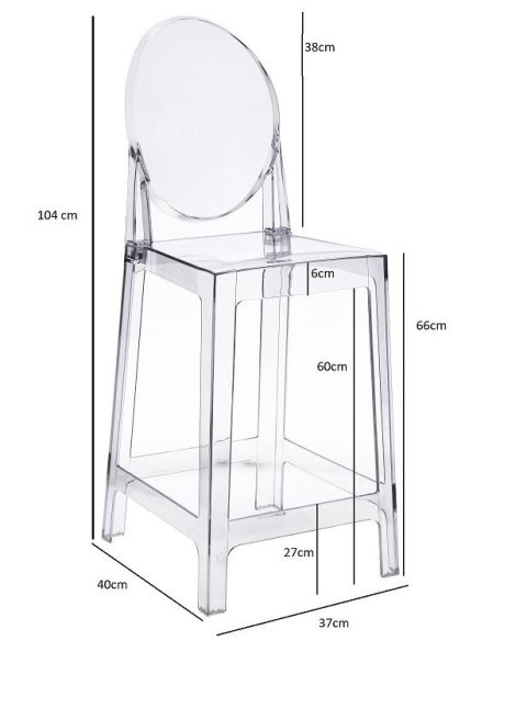 Stołek barowy Viki transparentny 65cm