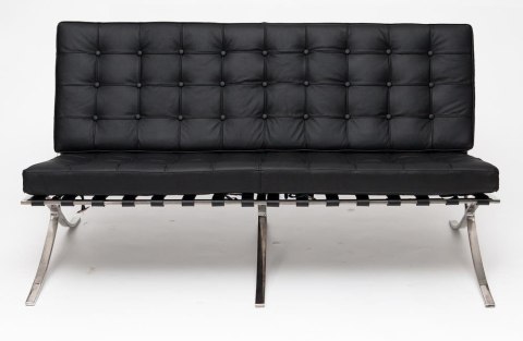 Sofa BA2 2 osobowa, czarna ekoskóra ( Rozmiar: uniwersalny )