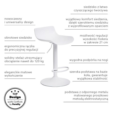 Stołek barowy Bar One Simplet biały mat