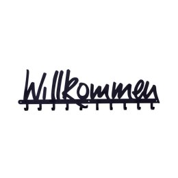 Wieszak ścienny Willkommen czarny ( Rozmiar: uniwersalny )
