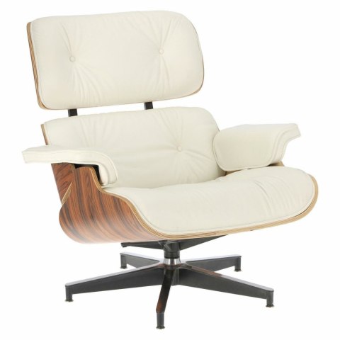 Fotel Vip z podnóżkiem biały/rosewood/ srebrna baza ( Rozmiar: uniwersalny )
