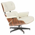 Fotel Vip z podnóżkiem biały/rosewood/ srebrna baza ( Rozmiar: uniwersalny )