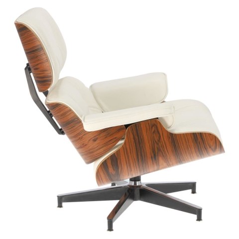 Fotel Vip z podnóżkiem biały/rosewood/ srebrna baza ( Rozmiar: uniwersalny )