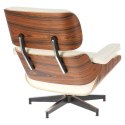 Fotel Vip z podnóżkiem biały/rosewood/ srebrna baza ( Rozmiar: uniwersalny )