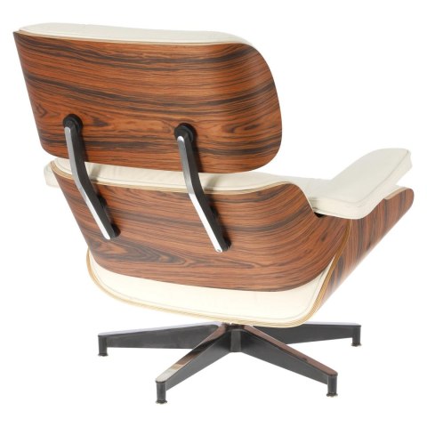 Fotel Vip z podnóżkiem biały/rosewood/ srebrna baza ( Rozmiar: uniwersalny )