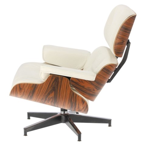 Fotel Vip z podnóżkiem biały/rosewood/ srebrna baza ( Rozmiar: uniwersalny )