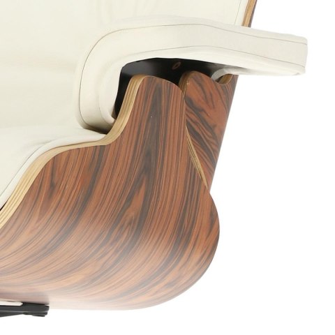 Fotel Vip z podnóżkiem biały/rosewood/ srebrna baza ( Rozmiar: uniwersalny )