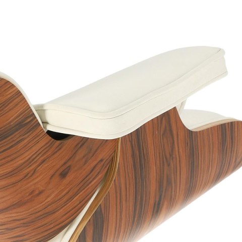 Fotel Vip z podnóżkiem biały/rosewood/ srebrna baza ( Rozmiar: uniwersalny )